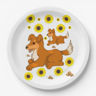 Sunflower Dog Paper Plates