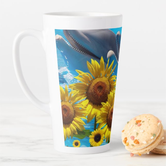 Sunflower Dolphin Latte Mug (In Situ)