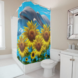 Sunflower Dolphin Shower Curtain
