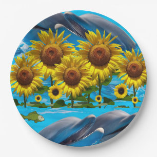 Sunflower Dolphins Paper Plates