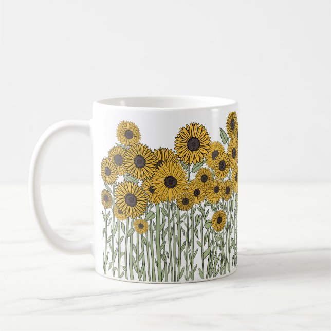 Sunflower Doodle Coffee Mug (Left)