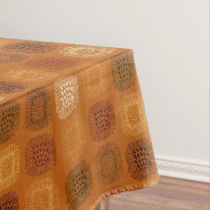 Sunflower Doodle Earthtone Hand-Drawn Pattern Tablecloth