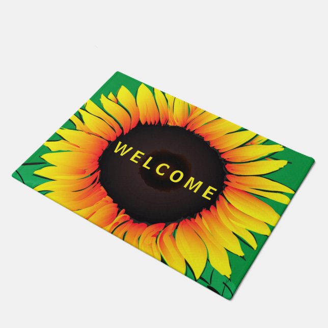 Sunflower Doormat Welcome (Angled)
