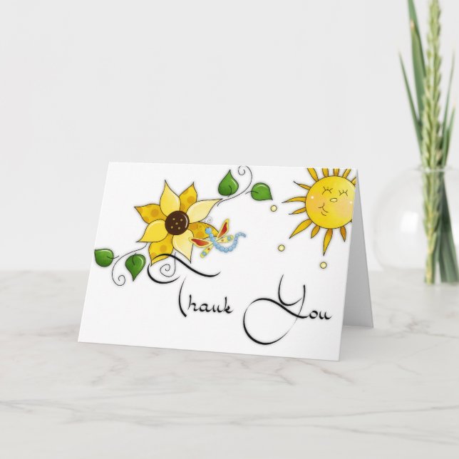 Sunflower Dragonfly Thank You Card (Front)