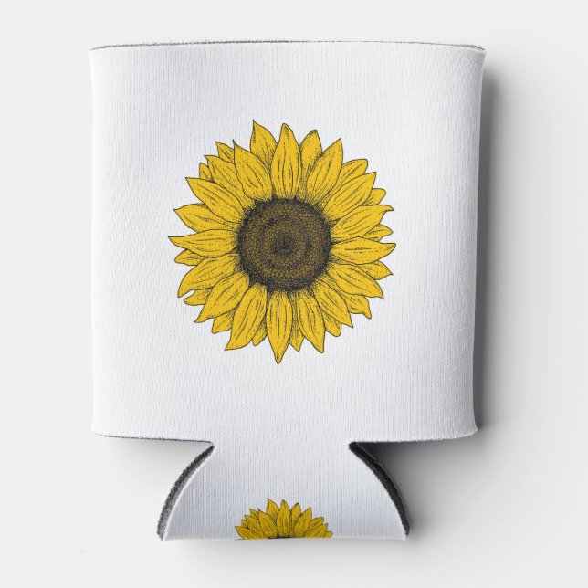 Sunflower Drawing Can Cooler (Front)