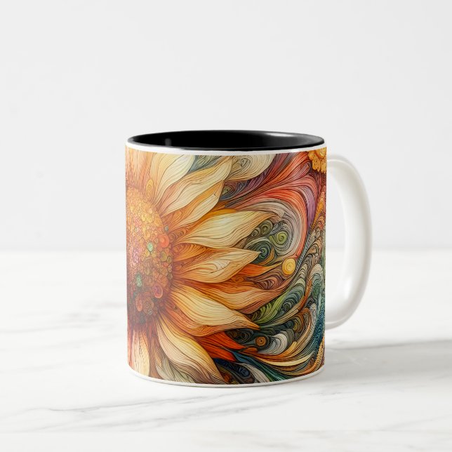 Sunflower Dreams Two-Tone Coffee Mug (Front Right)
