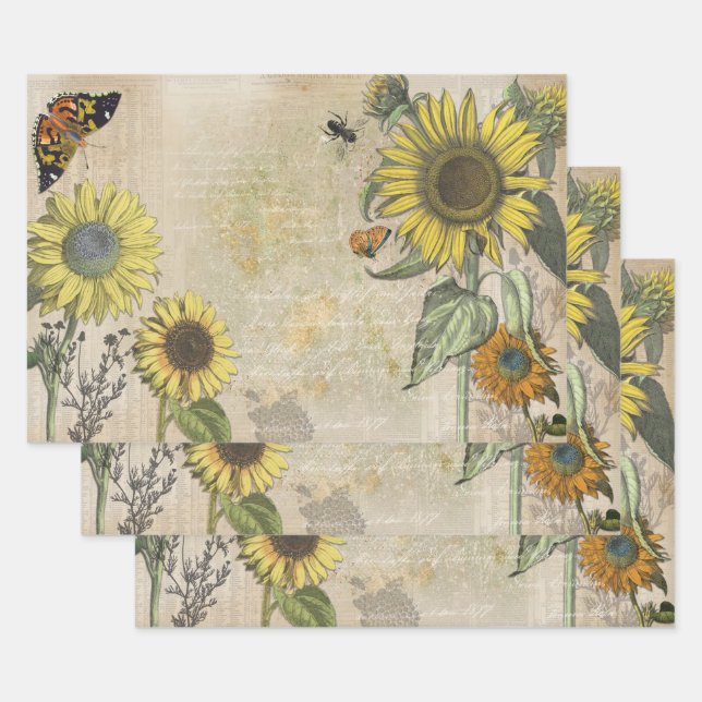 Sunflower Dreams Wrapping Paper Sheets (Set)