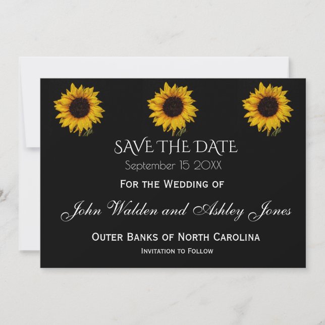 Sunflower Droplets Save The Date Card (Front)