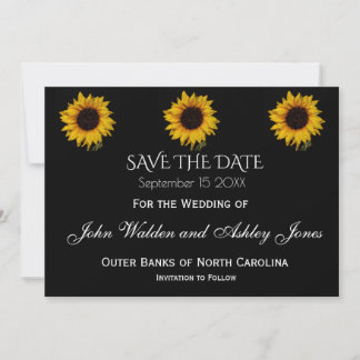 Sunflower Droplets Save The Date Card