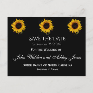 Sunflower Droplets Save The Date Postcard