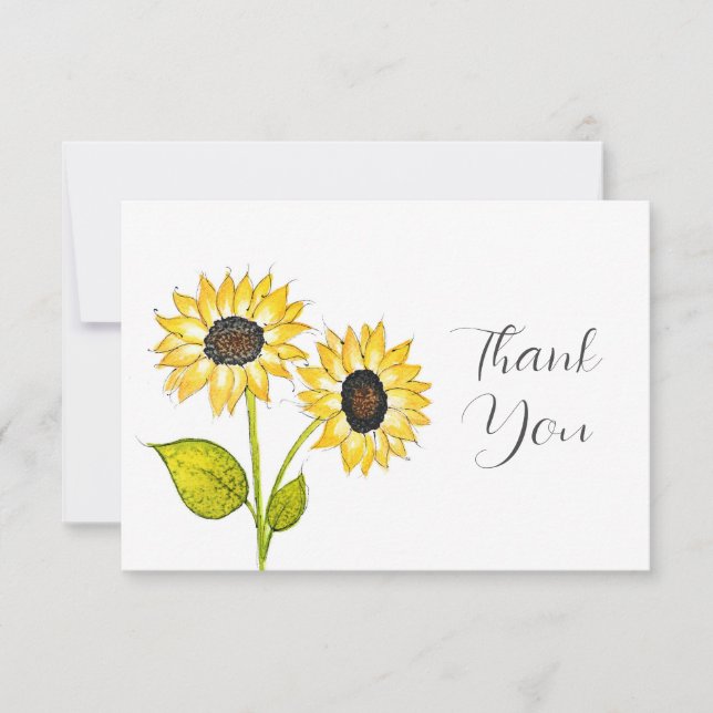 'Sunflower Duet'   Thank You Card (Front)