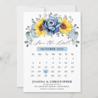 Sunflower Dusty Blue Slate Peony Floral  Calendar
