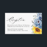 Sunflower Dusty Blue Slate Peony Floral Wedding Enclosure Card<br><div class="desc">Elegant and modern floral midsummer wedding reception card features a bouquet of watercolor sunflower hydrangea & peonies in shades of yellow , slate, dusty blue with lush green botanical leaves and eucalyptus. Please find more matching designs and variations from my "blissweddingpaperie" store. And feel free to contact me for further...</div>