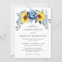 Sunflower Dusty Blue Slate Peony Floral Wedding