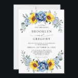 Sunflower Dusty Blue Slate Peony Floral Wedding Invitation<br><div class="desc">Elegant and modern floral midsummer wedding invitation features a bouquet of watercolor sunflower hydrangea & peonies in shades of yellow , slate, dusty blue with lush green botanical leaves and eucalyptus. Please find more matching designs and variations from my "blissweddingpaperie" store. And feel free to contact me for further customisation...</div>