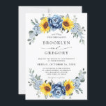 Sunflower Dusty Blue Slate Peony Floral Wedding Invitation<br><div class="desc">Elegant and modern floral midsummer wedding invitation features a bouquet of watercolor sunflower hydrangea & peonies in shades of yellow , slate, dusty blue with lush green botanical leaves and eucalyptus. Please find more matching designs and variations from my "blissweddingpaperie" store. And feel free to contact me for further customisation...</div>