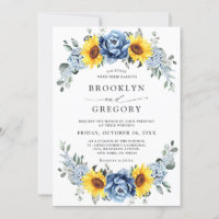 Sunflower Dusty Blue Slate Peony Floral Wedding