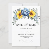 Sunflower Dusty Blue Slate Peony Floral Wedding