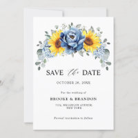 Sunflower Dusty Blue Slate Peony Floral Wedding