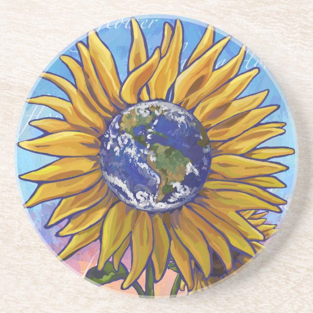 Sunflower Earth Art Coaster (Front)