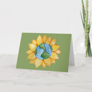 Sunflower Earth Day Art watercolor Sunflowers Card