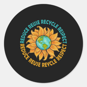 Sunflower Earth Day Reduce Reuse Recycle Earth Day Classic Round Sticker
