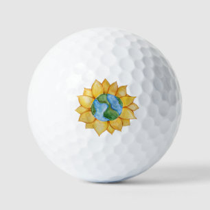 Sunflower Earth Day Sunny Summertime Earthy        Golf Balls
