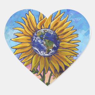 Sunflower Earth Heart Sticker