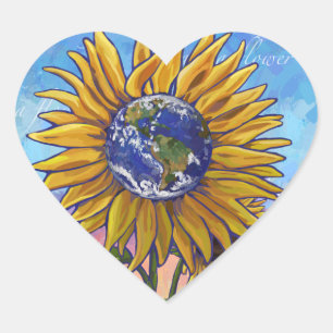 Sunflower Earth Heart Sticker