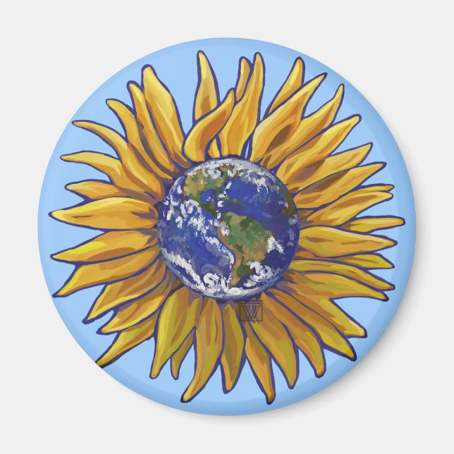 Sunflower Earth Magnet (Front)