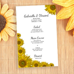 Sunflower Edge Wedding Menu