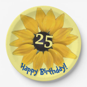 Sunflower Editable Year Birthday Paper Plate