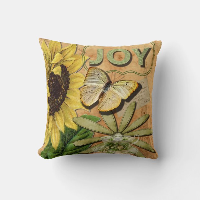 Sunflower & Eiffel Tower Cushion (Front)