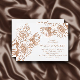 Sunflower Elegance   Minimal Rose Gold Wedding Invitation