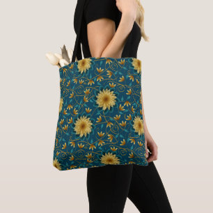 Sunflower elegance – vibrant floral pattern tote bag
