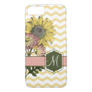 Sunflower Elegance with Monogram   Pink and Yellow iPhone 8/7 Case