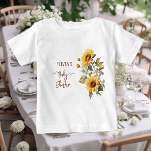 Sunflower Elegant Boho Floral Baby Shower Baby T-Shirt