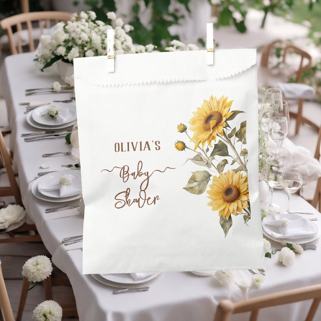 Sunflower Elegant Boho Floral Baby Shower Favour Bag (Creator Uploaded)