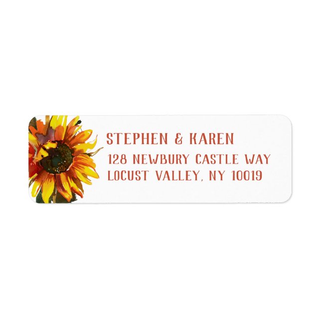 Sunflower Elegant Return Address Label (Front)