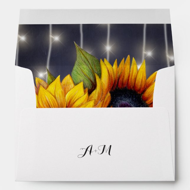 Sunflower elegant rustic fall trendy wedding envelope (Back (Bottom))