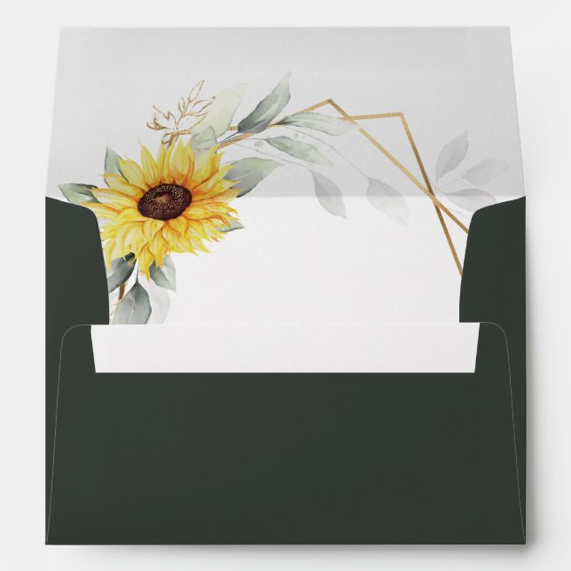 Sunflower Elegant Rustic Geometric Gold Wedding Envelope (Back (Bottom))