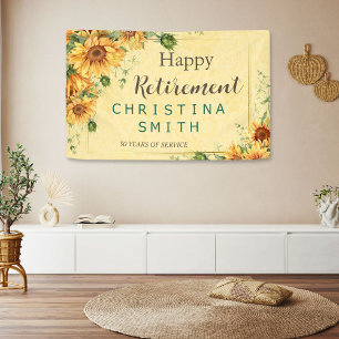 Sunflower Elegant Watercolor Retirement Party Banner