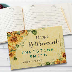 Sunflower Elegant Watercolor Retirement Party Guest Book
