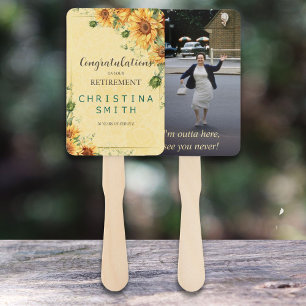 Sunflower Elegant Watercolor Retirement Party Hand Fan