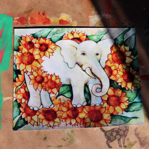 Sunflower Elephant Poster