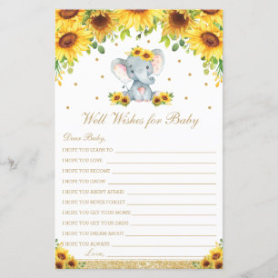 Sunflower Elephant Well Wishes for Baby Activity