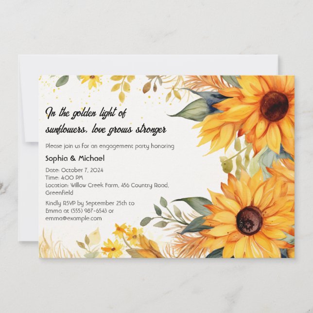 Sunflower Engagement Party  Invitation (Front)