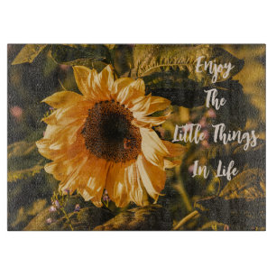 Sunflower Enjoy Little Things Glass Cutting Board