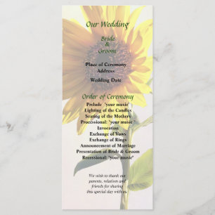 Sunflower Enjoying the Sun Wedding Program