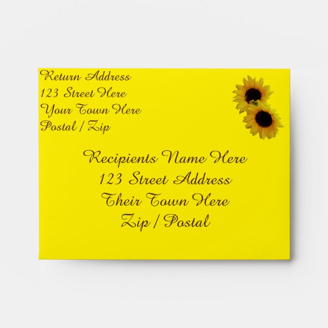 Sunflower Envelopes Personalised RSVP Envelope (Front)